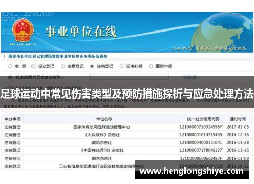 足球运动中常见伤害类型及预防措施探析与应急处理方法