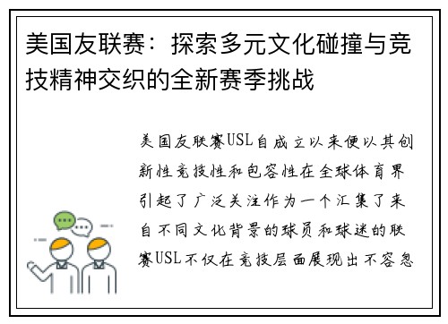 美国友联赛：探索多元文化碰撞与竞技精神交织的全新赛季挑战